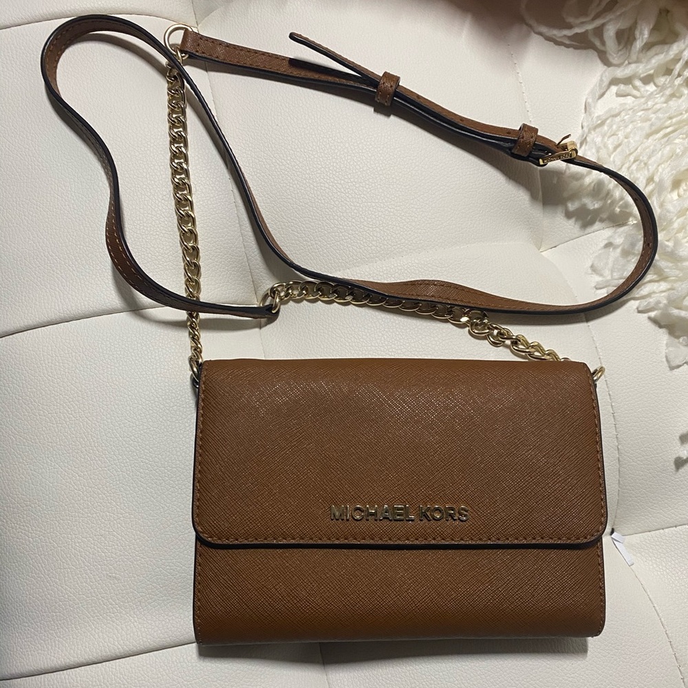 Micheal Kors Jet Set Luggage Brown Crossbody Bag
